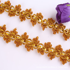 2,5 cm umwelt freundliches DIY-Tuch Erkoumi Gold Silber Bestickte Pailletten Spitzen besatz Geometrisches Muster für Mode Sexy Kleidungs stücke - Product Image 4