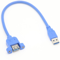 Câble d'extension USB 3.0 A mâle à femelle personnalisé avec câble de verrouillage à vis pour montage sur panneau
