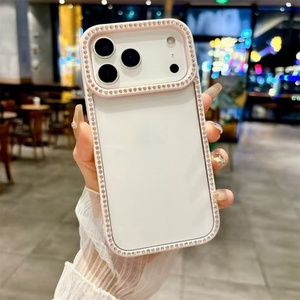 Transparent Crystal Rhinestone Encrusted Notch Bezel Phone Case for iPhone 17 air 16 15 13 12 Pro Max with <b>Candy</b> Colour Cover - Product Image 4