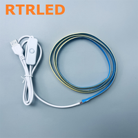 Lampu LED Strip COB USB 5V 8mm Putih Hangat dengan Saklar Satu Tombol / Sentuh / Tiga Tombol untuk Lampu Model DIY