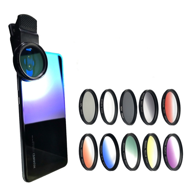 52-55mm Adapter Ring Phone Lens Clip CPL ND32 ND Filter Star Filter 4 Graduated Color Filter for 15 14 Pro Max 14 13 12 11