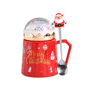 Ensemble de tasses à café en porcelaine fine pour Noël, avec couvercle et cuillère, personnalisable, cadeau de fêtes, vente en gros - Product Image 3