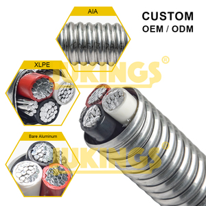 Câble MC isolé XLPE 600V, <span class=keywords><strong>4</strong></span>/<span class=keywords><strong>0</strong></span> AWG <span class=keywords><strong>x</strong></span> <span class=keywords><strong>3</strong></span> + <span class=keywords><strong>4</strong></span> AWG, câble d'alimentation haute tension pour bâtiment, armure en aluminium entrelacée, marque OEM - Product Image 2
