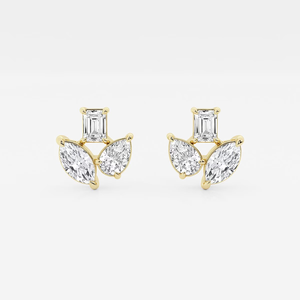 Elegantes Pendientes de Tres Piedras en Mosaico de 1, 2 y 3 Quilates con Brillo Intenso, Joyería de Lujo Ética para Mujer, para Uso Diario y Ocasiones Especiales - Product Image 5