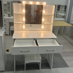 Tocador OEM con Espejo LED Iluminado, Enchufe Eléctrico, 3 Colores <span class=keywords><strong>de</strong></span> Iluminación, Tocador <span class=keywords><strong>de</strong></span> <span class=keywords><strong>Maquillaje</strong></span> con 2 Cajones y 6 Estantes <span class=keywords><strong>de</strong></span> Almacenamiento - Product Image 2