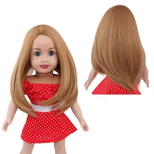 Natürliche gerade blonde Remy Haare für 18 Zoll amerikanische Puppe 26cm Kopf synthetische Puppe Perücken