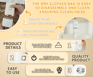 Secadora de Ropa Pequeña y Compacta, Mini Secadora de Ropa Premium con Calefacción por Aire, Plegable y Portátil con Bolsa para Uso en el Hogar - Product Image 4