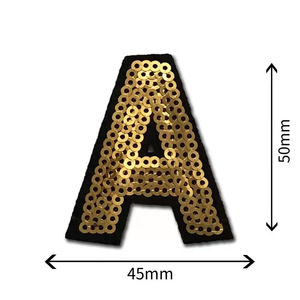 Patchs brodés de lettres de l'<span class=keywords><strong>alphabet</strong></span> en sequins dorés, à presser à chaud - Product Image 3