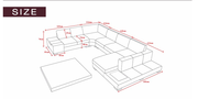Juego de Sofás Seccionales en Forma de U con Lámpara LED de Cuero Blanco de Alta Gama BFP, Muebles Modernos para Sala de Estar, Oficina y Ocio