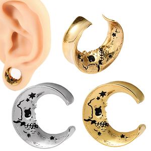 Edelstahl Ghost Ear Gewichte Kleiderbügel für dehnbare Mondform Messgeräte Stecker Mode <span class=keywords><strong>Body</strong></span> <span class=keywords><strong>Piercing</strong></span> Schmuck 10MM-25MM - Product Image 1