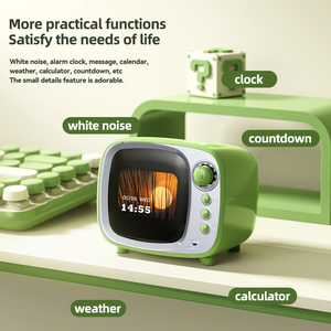 무선 블루 치아 터치 스크린 스피커 레트로 TV 디자인 알람 시계 BT 액티브 스테레오 사운드 다기능 화이트 노이즈 스피커 - Product Image 3