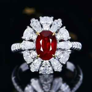 Anillo de joyería de lujo SGARIT, 31 piezas, 1.72 ct de diamante natural de Sudáfrica y 2.09 ct de rubí natural sin calentar color sangre de paloma, oro de 18k - Product Image 2