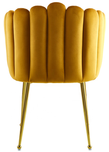 Chaise à pétales capitonnée en velours pour salon, style simplicité moderne, chaise de salle à manger en velours capitonnée <span class=keywords><strong>Mika</strong></span> avec pieds noirs dorés - Product Image 4