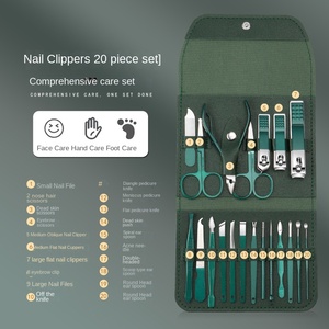 <span class=keywords><strong>Set</strong></span> completo <span class=keywords><strong>per</strong></span> <span class=keywords><strong>Manicure</strong></span> <span class=keywords><strong>professionale</strong></span> in acciaio verde scuro da 20 pezzi con forbici in pelle morta e Kit <span class=keywords><strong>per</strong></span> Nail Art <span class=keywords><strong>per</strong></span> la toelettatura - Product Image 2