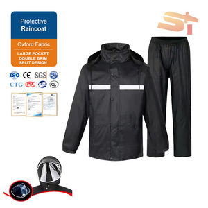 Ensemble imperméable cycliste (veste et pantalon) – Combinaison <span class=keywords><strong>de</strong></span> pluie intégrale réfléchissante pour adulte – Imperméable et sécuritaire – Simple ou double couche - Product Image 1
