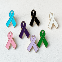Broches personnalisées pour la sensibilisation au cancer du sein, rubans rouge, jaune, vert, noir, bleu, violet, rose, blanc