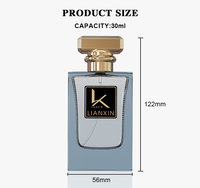 Flacon de parfum carré de luxe de style arabe 30 ml, noir, en verre mat, sérigraphie, écologique et recyclable, idéal pour les voyages