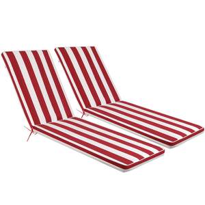 Ensemble de coussins pour chaise longue d'extérieur DB, rayés rouge et blanc, coussins de remplacement pour meubles de patio, utilisables toute l'année - Product Image 1