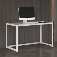 Bureau d'ordinateur moderne en métal blanc, poste de travail roulant, table extensible réglable pour économiser de l'espace, idéal pour la maison, le bureau ou l'école