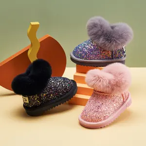 Sepatu bot salju untuk anak-anak, sepatu bot lembut bayi anak-anak, sepatu ritsleting modis, sepatu hangat musim dingin, sepatu bot hangat tebal untuk anak-anak