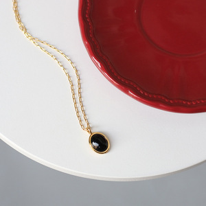 Collier pendentif en verre et acier inoxydable style vintage, plaqué or 18 carats, forme goutte d'eau, 18 pouces, élégant pour femme, anniversaire - Product Image 3