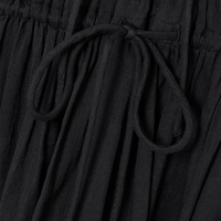 Fabricant de vêtements, robe midi élégante décontractée pour femmes, col carré noir, manches courtes, coton naturel tissé, printemps été, sur mesure
