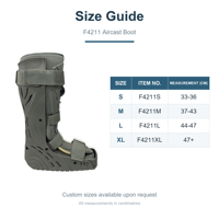 Botte orthopédique Aircast personnalisée, directement de l'usine, avec chambre à air gonflable, coque fine et semelle compensée, pour la récupération des entorses et fractures de la cheville