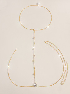 Catena per il corpo da donna alla moda, stile Sexy Pure Desire, con catena da collo, vita e petto, con gocce d'<span class=keywords><strong>acqua</strong></span> lucide e cristalli placcati elettroliticamente - Product Image 6