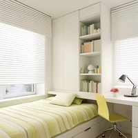 Système de lit-armoire gain de place avec étagères latérales et tiroirs de rangement pour chambre d'appartement