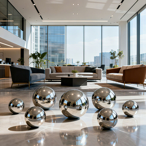 Boule ornementale ronde <span class=keywords><strong>de</strong></span> luxe d'acier inoxydable pour la décoration extérieure <span class=keywords><strong>de</strong></span> maison <span class=keywords><strong>de</strong></span> bureau et <span class=keywords><strong>de</strong></span> Noël-surface polie résistante aux intempéries - Product Image 6