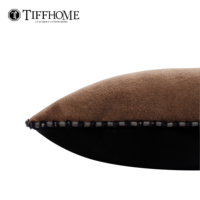 Sarung Bantal Sofa Dekoratif Persegi Portabel Tenun Mewah Cokelat TiffHome, Dapat Disesuaikan