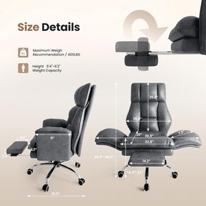 Pet-friendly Flip Armrests Big and Tall Office <strong>Chair</strong> Executive Ergonomic Computer <strong>Gaming</strong> <strong>Chair</strong> <strong>with</strong> <strong>Foot</strong> <strong>Rest</strong> - Product Image 4