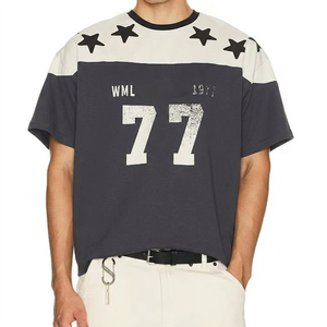 Jersey de Fútbol Americano Estampado de Alta Calidad OEM, 100% Algodón Transpirable, Cuello en V, Número y Diseño a Rayas, Tallas Grandes - Product Image 5