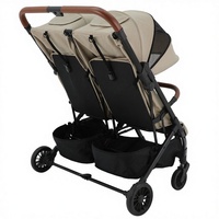 Poussette double pour bébés Abon de haute qualité, luxueuse, légère, pliable d'une seule main, avec cadre en alliage d'aluminium et tissu