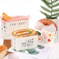 XZJMY Lot de 50 contenants en carton pour emporter, mini boîtes à hamburgers, emballages pour pain/grand pain/sandwich/hot-dog/beignets/œufs/gaufres, qualité alimentaire