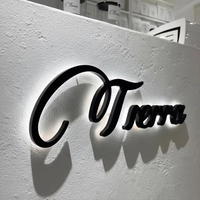 Enseigne en métal et acrylique avec logo de marque d'entreprise, enseigne LED 3D, signalétique pour bâtiment commercial, logo mural pour salon de beauté, lettres en relief, sans MOQ