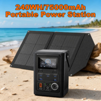 Station d'alimentation portable haut de gamme 288WWh 75000mAh LiFePO4 avec contrôleur MPPT pour le camping - Onduleur à onde sinusoïdale pure, lampe torche et LED