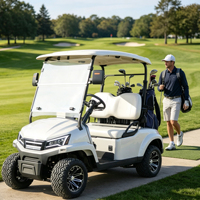 Voiturette de golf électrique 72V 4 places 5kW, couleur de carrosserie personnalisable, rangement supplémentaire, certifiée DOT pour les quartiers américains