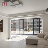 Ventanas abatibles de aluminio de vidrio ultra doble de la serie MINIMALISMO de la mejor marca Venta caliente Cortina de persiana Puerta de techo de piso de aluminio