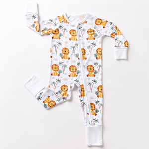 Großhandel RTS Baby kleidung Bambus Pyjamas Neugeborene bedruckte Sleeper Onesie Baby Jungen Mädchen Overall Kleinkinder Reiß verschluss Stram pler - Product Image 6