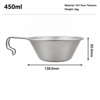 Vente en gros de tasses Sierra en titane pur de 300 ml - Tasse de camping portable ultralégère avec poignée incurvée - Fabricant OEM/ODM
