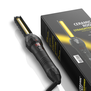 Lisseur électrique professionnel pour cheveux, <span class=keywords><strong>brosse</strong></span> <span class=keywords><strong>chauffante</strong></span> en céramique 2 en 1, 450 ° Fer à lisser et fer à boucler pour perruques et barbes - Product Image 1