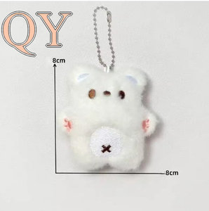 QY Cute Fluffy Plush Teddy Bear Keychain Squeaky Stress Relief Toy Soft Stuffed <b>Bag</b> Charm <b>Key</b> <b>Ring</b> Gift for Kids Wholesale - Product Image 5