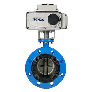 SONGO DN50 2 pulgadas doble falange de caucho EPDM asiento de hierro fundido válvula de mariposa eléctrica con motorizado actuador - Product Image 1