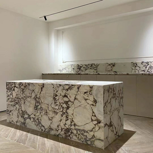 Comptoir de <span class=keywords><strong>cuisine</strong></span> en marbre Calacatta Viola de luxe, dessus de meuble de salle de bain, dessus de bar en pierre, îlot de <span class=keywords><strong>cuisine</strong></span> en cascade - Product Image 1