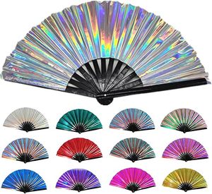 Abanico Plegable de Bambú Personalizado de 33 cm (13 Pulgadas) con Diseño Promocional, Abanico de Mano Grande de Plástico PVC para Bailar - Product Image 4