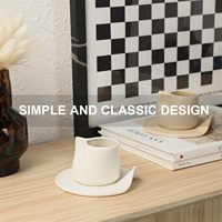 Ensemble tasse à café et soucoupe en céramique sans anse, forme unique, couleur macaron, finition mate, vente en gros OEM