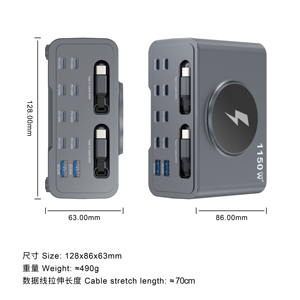 <span class=keywords><strong>Chargeur</strong></span> sans fil PD 1150W, 10 ports, <span class=keywords><strong>chargeur</strong></span> multifonctionnel avec écran numérique pour téléphones portables, ordinateurs portables, fonction QC3.0, 2 câbles TYPE-C - Product Image 6