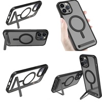 Casing Ponsel Magnetik Kristal dengan Holder untuk iPhone 16 Pro Max 17 Air 15 14 13 12 Plus 11 Stand Case Aksesoris Ponsel