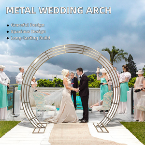 Arche de mariage en métal doré/argenté de grande taille, accessoires semi-circulaires en fer, toile de fond de mariage en plein air, décoration de scène organisée - Product Image 2